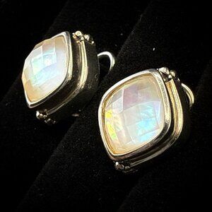 Michael Dawkins Earrings Quartz Faceted Sterling Silver Omega Back 925 Modern